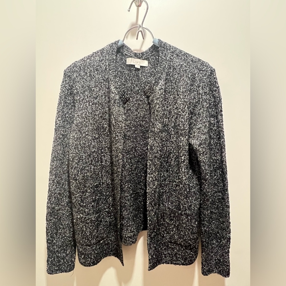 LOFT Monochrome Textured Open Cardigan